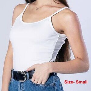 Lot of 2 Cami Top Camisole Sheer Soft Premium Cotton Comfortable White Small